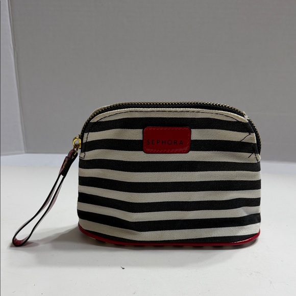 Sephora Handbags - Sephora Striped Pouch with Red Accents